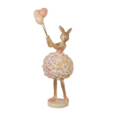 Clayre & Eef Dekorationsfigur Kaninchen 27 cm Beige Kunststoff (Gr. 11x7x27 cm)