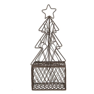 Clayre & Eef Dekoration Weihnachtsbaum 9x9x22 cm Braun Metall (Gr. 9x9x22 cm)