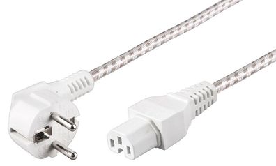 Warmgeräte Anschlusskabel; 2 m, Weiß-Silber