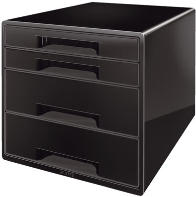 Leitz 5252-10-95 5252 Schubladenbox CUBE - A4/C4, 4 geschlossene Schubladen, schwarz