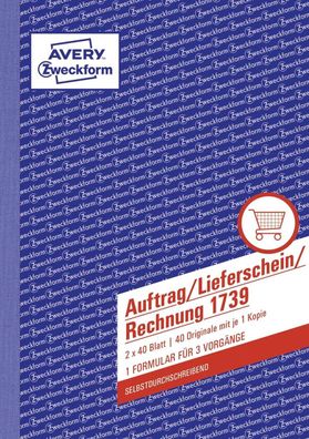 Avery Zweckform® 1739 1739 Auftrag/Lieferschein/Rechnung, DIN A5, selbstdurchschre