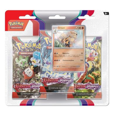 Arkani | 3 Booster-Packs | Pokemon Karten deutsch | Karmesin & Purpur