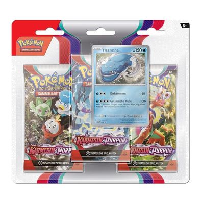 Heerashai | 3 Booster-Packs | Pokemon Karten Karmesin & Purpur deutsch