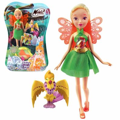 Stella mit Feentier Shiny | Fairy Pet Puppe | Winx Club | Fee 28 cm