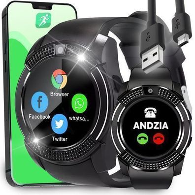 Smartwatch Armband 45mm Sport Fitness Herren SimCard mit GPS Armbanduhr Retoo