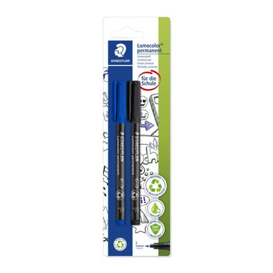 Staedtler Folienstift Lumocolor 318 ASBK2D F perm sort. 2St