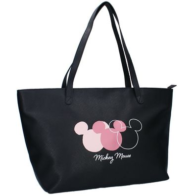 Große Damen Shopping-Tasche | schwarz Kunstleder | Disney Mickey Mouse