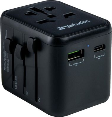 Verbatim 49544 Ladeadapter Universal Travel - UTA-02, Anschlüsse für USB Typ-A/C