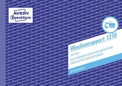 Avery Zweckform® 1310 1310 Wochenrapport, DIN A5 quer, vorgelocht, 100 Blatt, weiß