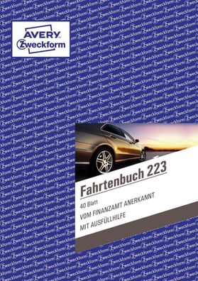 Avery Zweckform® 223 Fahrtenbuch - A5, steuerlicher km-Nachweis, 40 Blatt, weiß