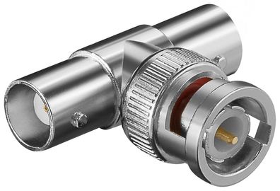 BNC-Stecker > 2 x BNC-KupplungT-Adapter, mit Goldkontakten