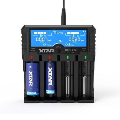 Xtar - Smart Charger DRAGON VP4 Plus - LCD Display - für Ni-CD, Ni-MH, Li-Ion,