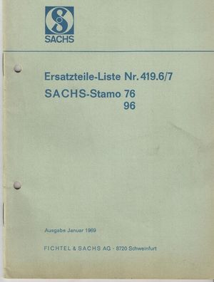 Ersatzteilliste Sachs Stamo 76 und 96, Motor, Oldtimer
