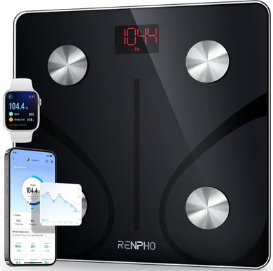 RENPHO Körperfettwaage Bluetooth, Personenwaage mit App, 180kg, BMI, Muskelmasse