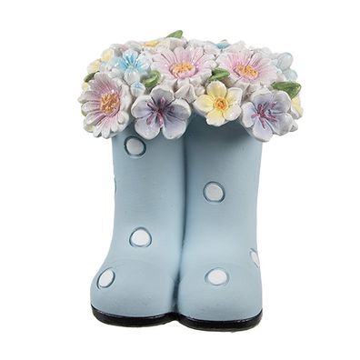 Clayre & Eef Dekorationsfigur Stiefel 10x10x12 cm Blau Kunststoff (Gr. 10x10x12 cm)