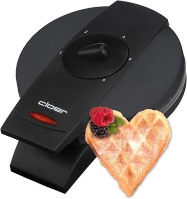 Cloer 1620 Waffeleisen, 930W, Herzwaffeln, 15,5 cm, stufenloser Bräunungsgrad, chwarz