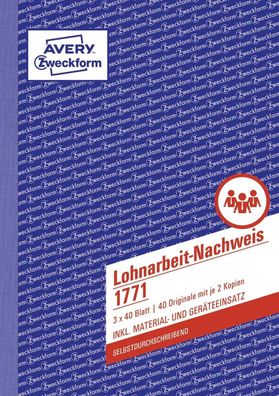Avery Zweckform® 1771 1771 Lohnarbeit-Nachweis, DIN A5, selbstdurchschreibend, 3