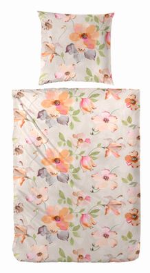 Westminster Satin Bettwäsche 155x220 Blüten Blumen orange puder beige 242003-72