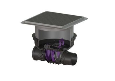 KESSEL Rückstaudoppelverschluss Staufix Control, DN100, schwarz, Bodenpl., RSK 770100