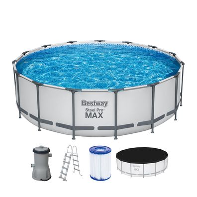 Steel Pro MAX™ Frame Pool Komplett-Set mit Filterpumpe Ø 457 x 122 cm, lichtgrau,