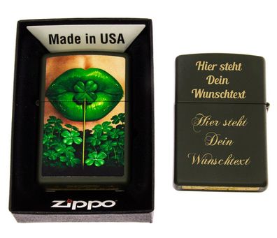 Zippo Feuerzeug Clover Lips mit Gravur