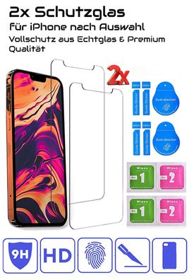 2x Echt Glas Schutzglas für iPhone 12 11 XR XS 8 7 Pro Mini Max Panzerfolie 9H