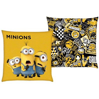 Minions Graffiti | 40 x 40 cm | Kinder Deko-Kissen | Kuschelkissen