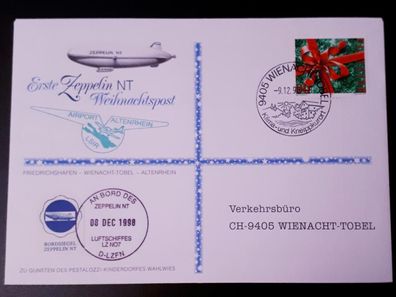 Zeppelinpost Schweiz 1998 Zeppelin NT 1. Weihnachtspost mit Bordstempel