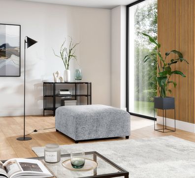 Polsterhocker Designerhocker ROMY in Stoff Enjoy Me Hellgrau