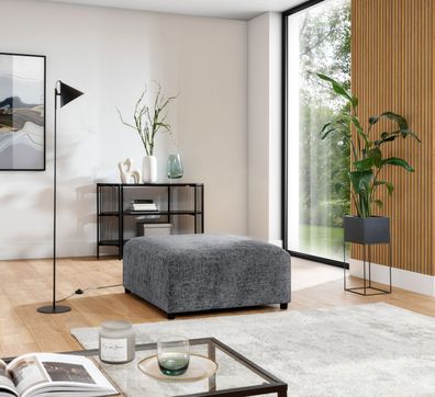 Polsterhocker Designerhocker ROMY in Stoff Enjoy Me Grau