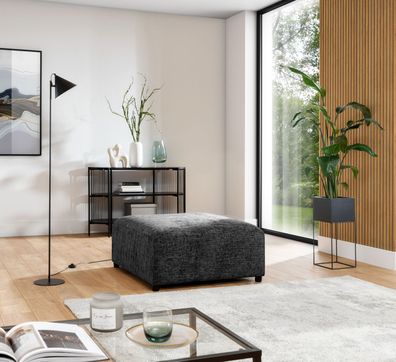 Polsterhocker Designerhocker ROMY in Stoff Enjoy Me Schwarz
