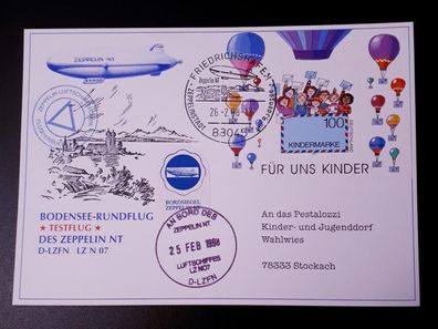 Zeppelinpost Bodensee-Rundflug Testflug des Zeppelin NT mit Bordstempel 25.2.1998