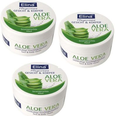 3 St.x 150 ml Elina Aloe Vera Pflegecreme in Dose Gesichtcreme