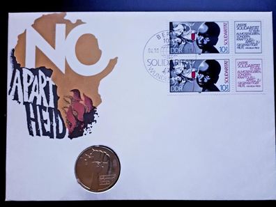 DDR Numisbrief No Apartheid