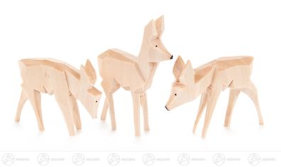 Miniatur Rehe geschnitzt (3) H=ca 6 cm NEU Erzgebirge Weihnachtsfigur Holzfigur