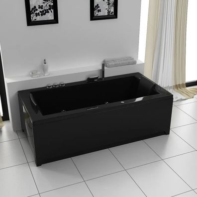 Whirlpool Torino 182x90cm Black Edelstahl Badewanne Ozon Desinfektion 182x90cm