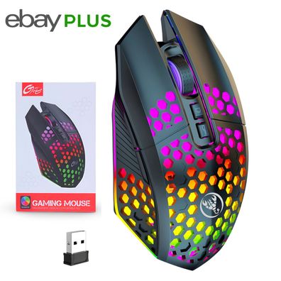 Gaming Maus Kabellos Weiß Wireless Leise RGB Mouse PC Laptop Funk USB-Dongel