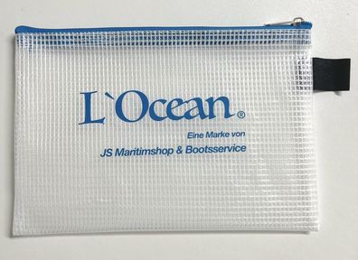 L´Ocean, Reißverschlusstasche A6 Blau- Transparent