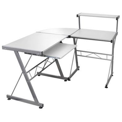 Eck-Computertisch | L-Form | Bürotisch | Tastaturauszug | Monitorständer | 132cm