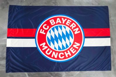 Fahne Flagge FC Bayern München Logo Navy Blau mit Hohlsaumen - 100 x 150 cm