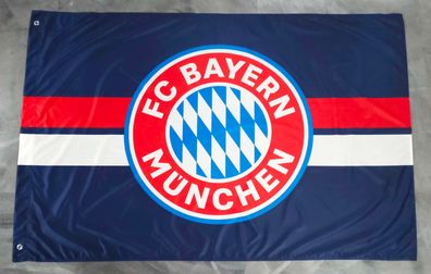 Fahne Flagge FC Bayern München Logo Navy Blau mit Ösen - 100 x 150 cm