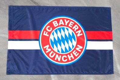 Fahne Flagge FC Bayern München Logo Navy Blau mit Hohlsaumen - 40 x 60 cm