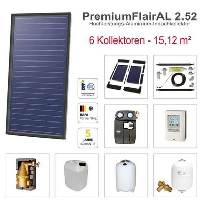 Solarbayer FlairAL Indach-Solarpaket 6 1-reihig, Gesamtfläche Brutto: 15,12 m2 411106
