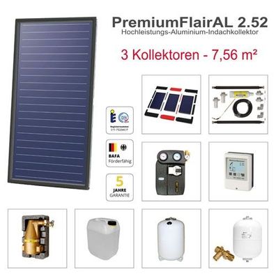 Solarbayer FlairAL Indach-Solarpaket 3 1-reihig, Gesamtfläche Brutto: 7,56 m2 4111030