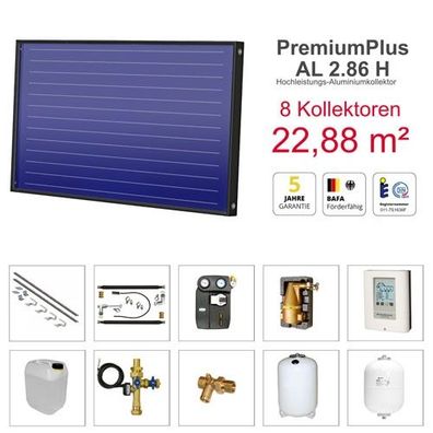 Solarbayer PlusAL Solarpaket H8 Ziegel Gesamtfläche Brutto 22,88 m2 horizontal 410808