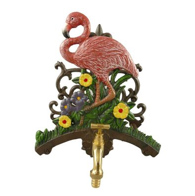 Schlauchhalter Flamingo Landhaus Gusseisen Gartenschlauchhalter mit Wasserhahn