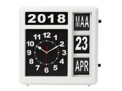 Klappzahlen-wanduhr MIT Kalendar - 31 x 31 cm - Niederländisch