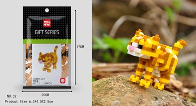 Tabby Katze Figur Bausteine Modell LNO Micro-Bricks