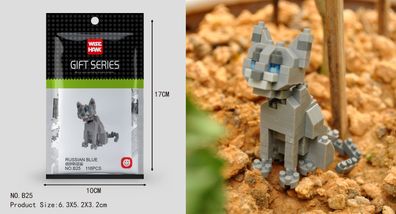 Katze Figur Russisch Blau Bausteine Modell LNO Micro-Bricks