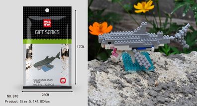 Gro§er Wei§er Hai Figur Bausteine Modell LNO Micro-Bricks